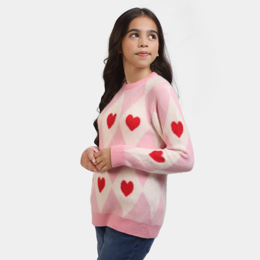 Girls Knitted Sweater -Pink