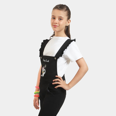 Girls Cotton Over All Duck - BLACK