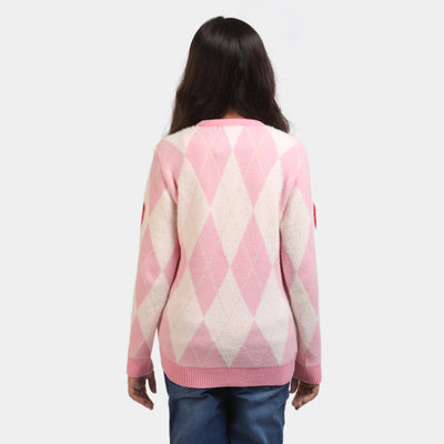 Girls Knitted Sweater -Pink