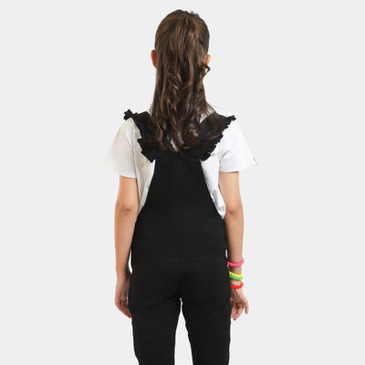 Girls Cotton Over All Duck - BLACK