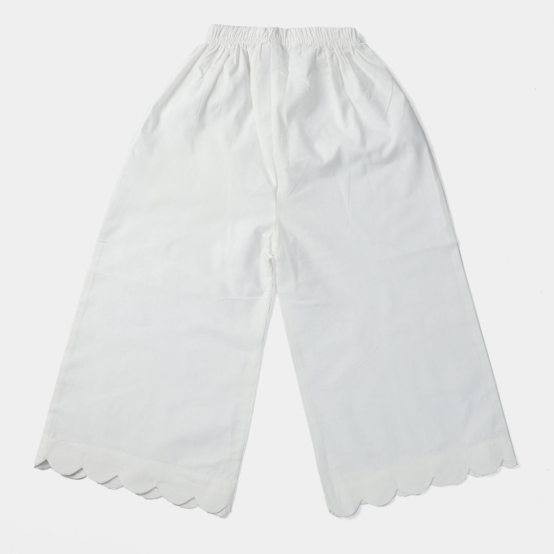 Girls Cotton Trouser -White