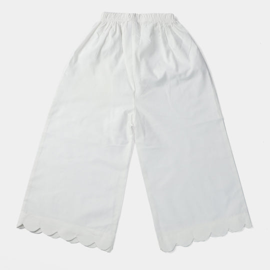 Girls Cotton Trouser -White