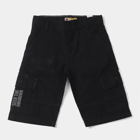 Boys Cotton Twill Short Reflector-BLACK