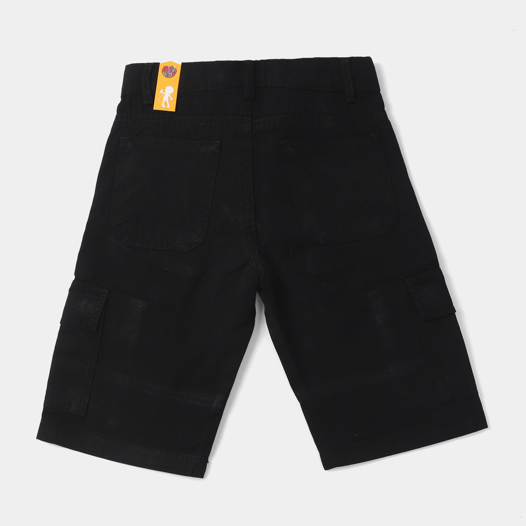 Boys Cotton Twill Short Reflector-BLACK