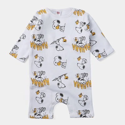 Infant Boys Knitted Rompers Snoopy-White-Cotton