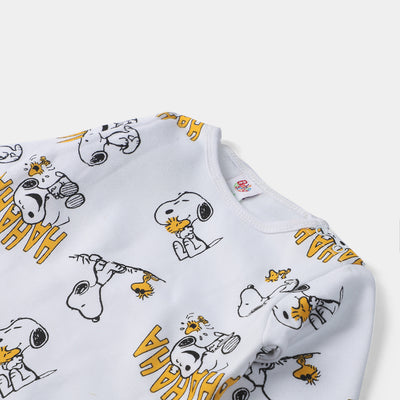 Infant Boys Knitted Rompers Snoopy-White-Cotton