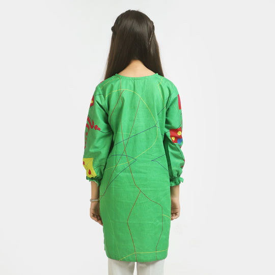 Girls Cotton Independence Kurti Funky Monuments - Green