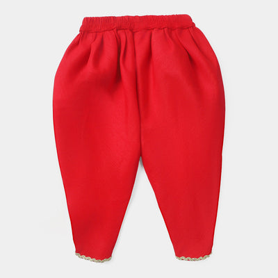 Infant Girls Raw Silk 3PCs Suit Free Way-Red