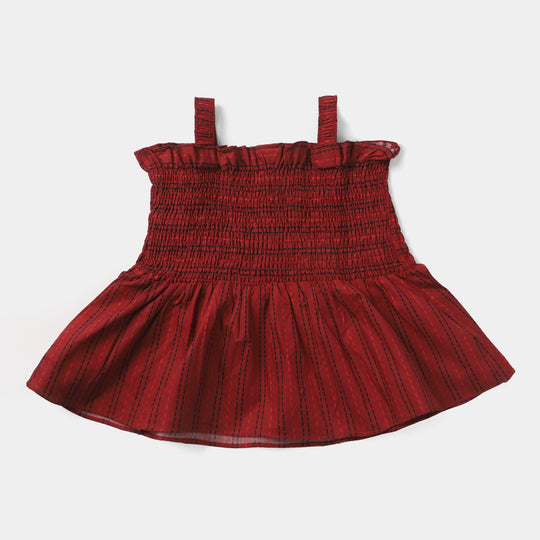 Infant Girls Cotton Casual Top -MAROON