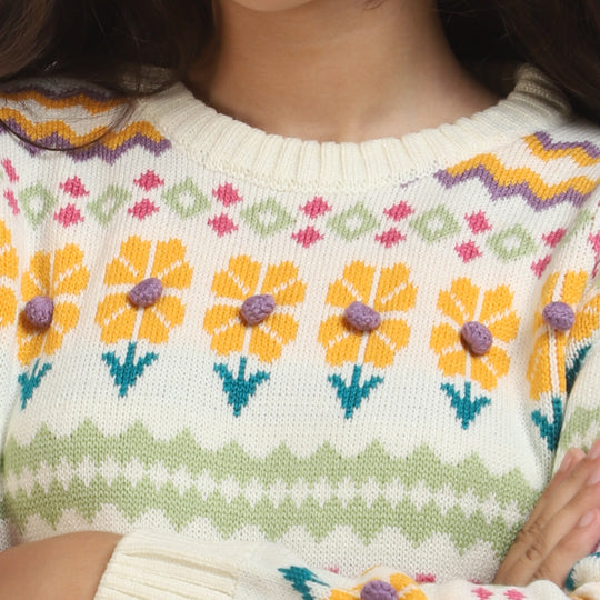 Girls Knitted Sweater -Multi