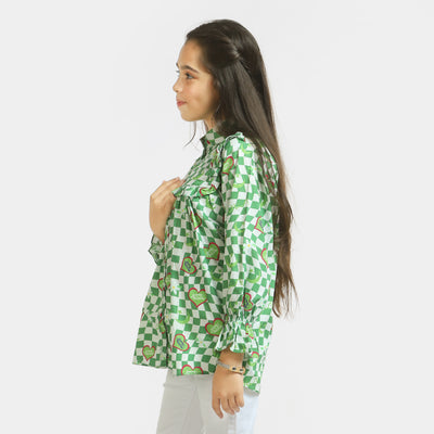 Girls Cotton independence Top Illusion - Green