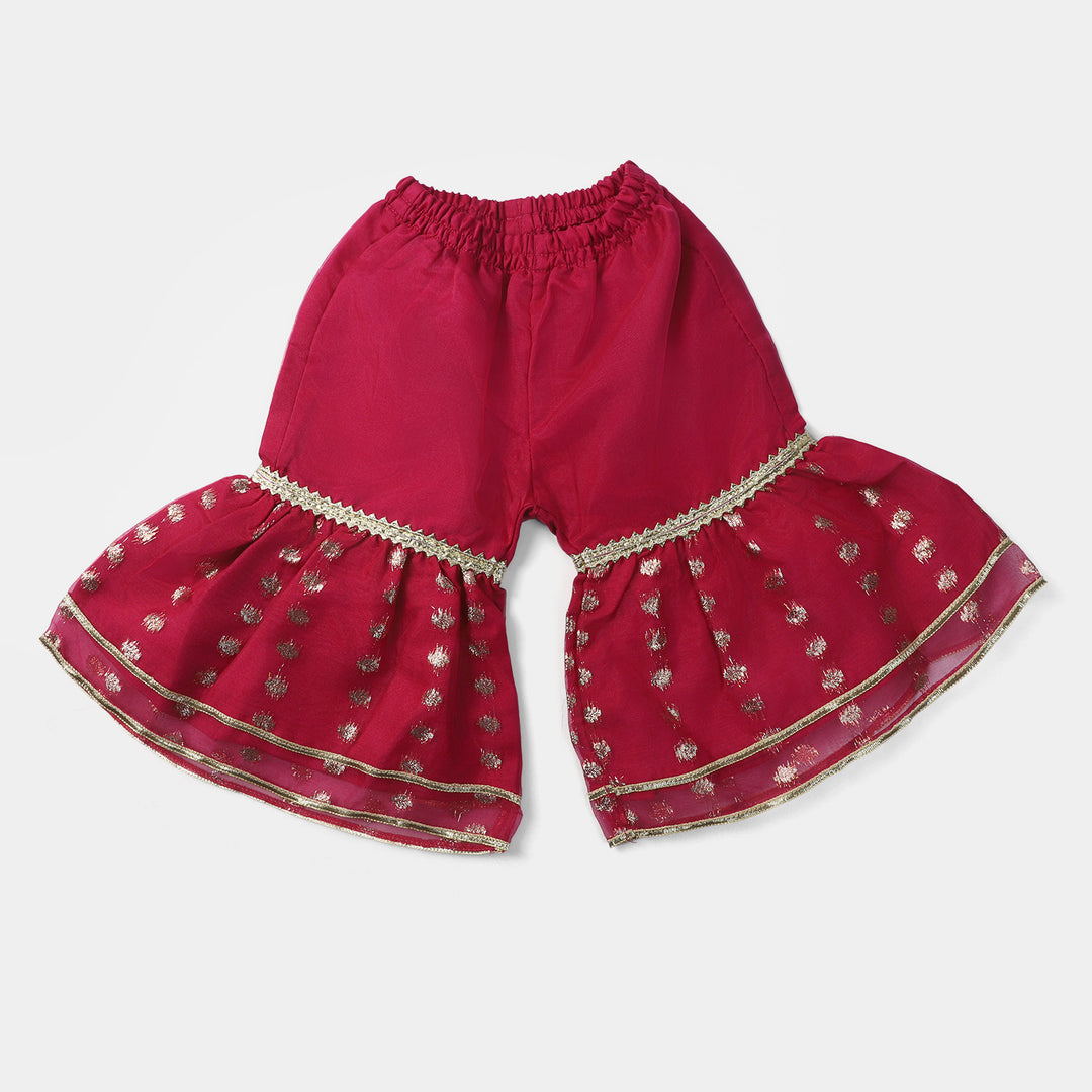 Infant Girls Raw Silk 2 PCs Sparkle-Hot Pink