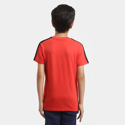 Boys Cotton T-Shirt Super Faces- Poppy Red