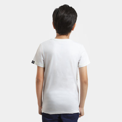Boys Cotton T-Shirt Never Stop - White