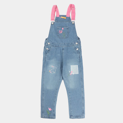 Girls Denim OverAll Rabbit-Mid Blue