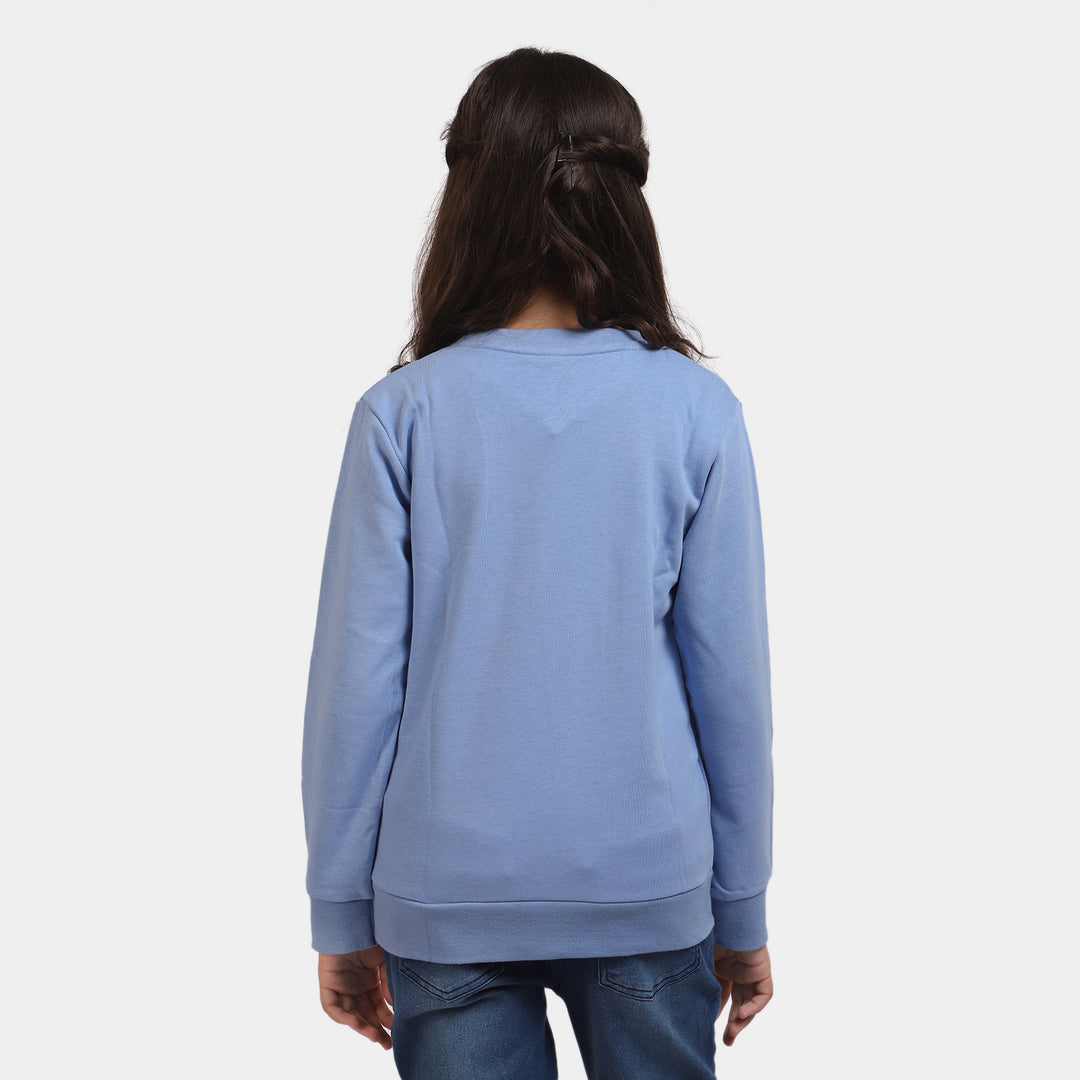 Girls Fleece Sweatshirt Penguin-Blue