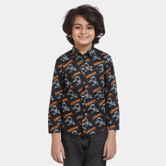 Boys Cotton Casual Shirt Character -BLACK