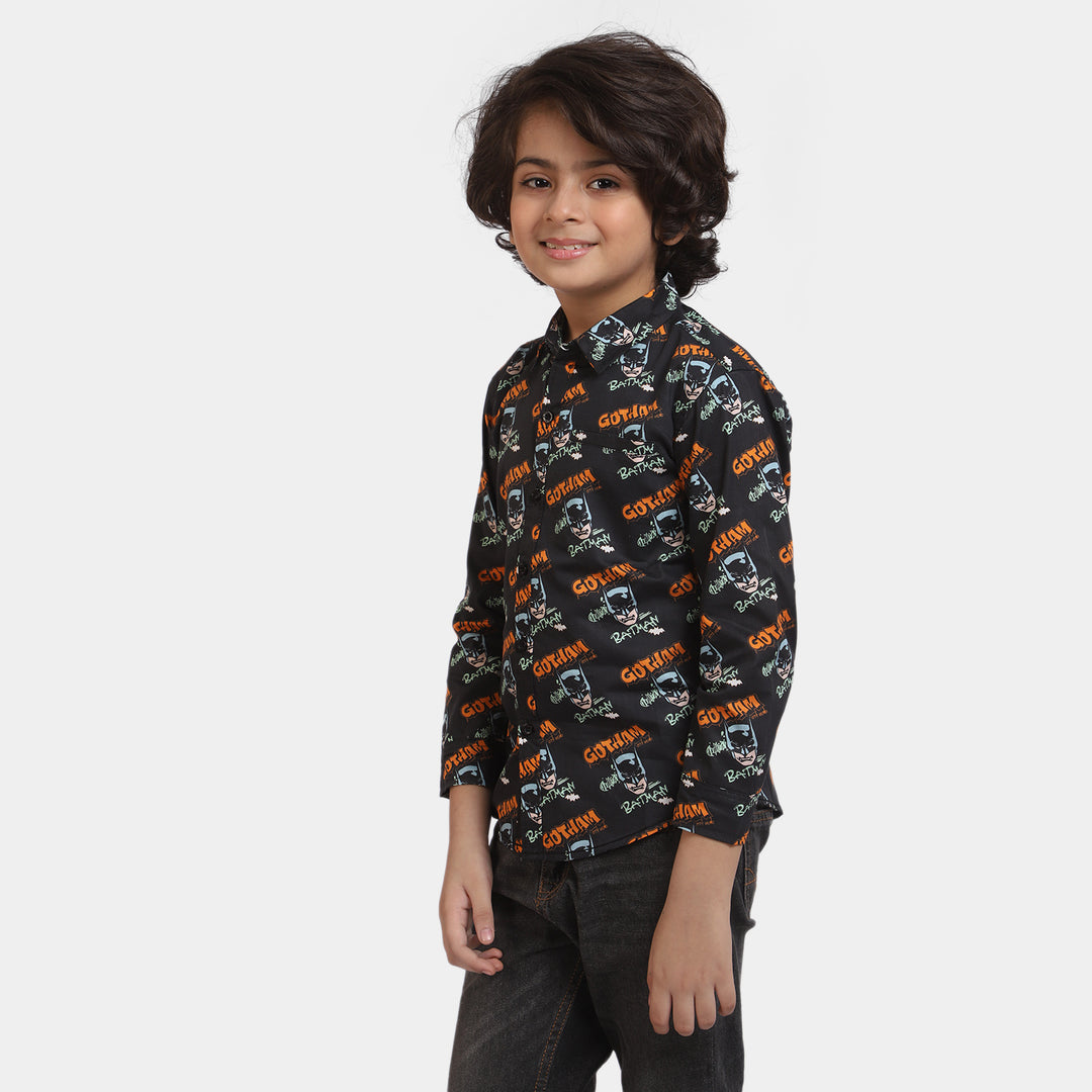 Boys Cotton Casual Shirt Character -BLACK