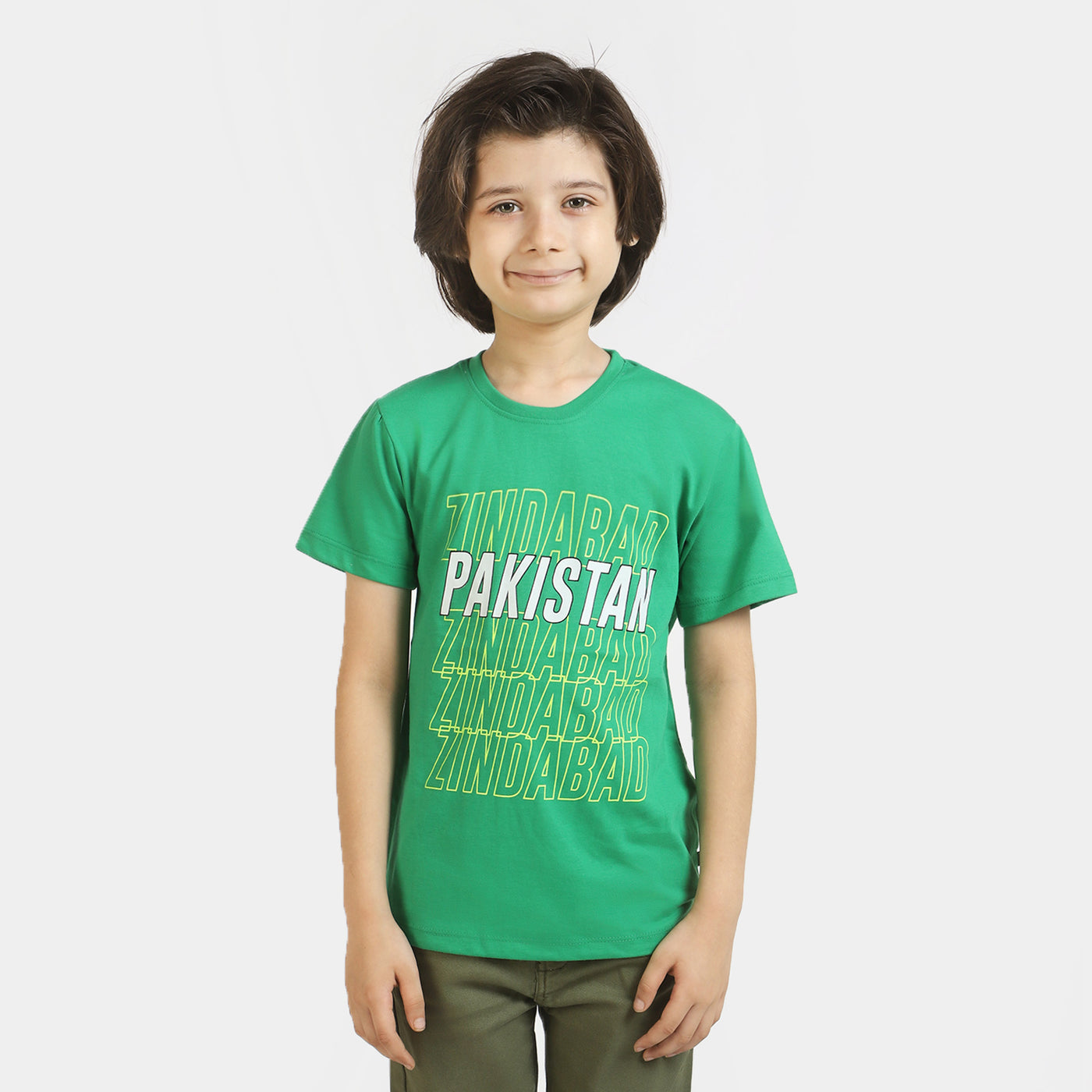 Boys T-Shirt H/S Zindabad Pakistan- Fern Green