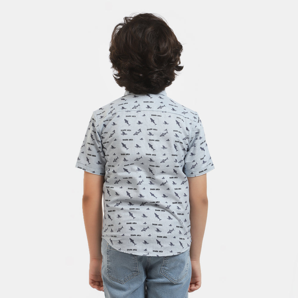 Boys Oxford Casual Shirt Shark - Light BLUE