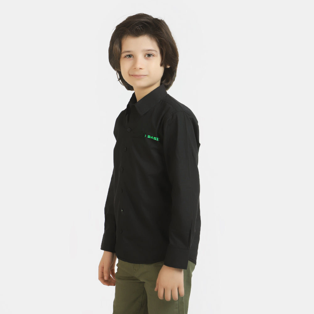 Boys Cotton Casual Shirt Not So Basic  - BLACK