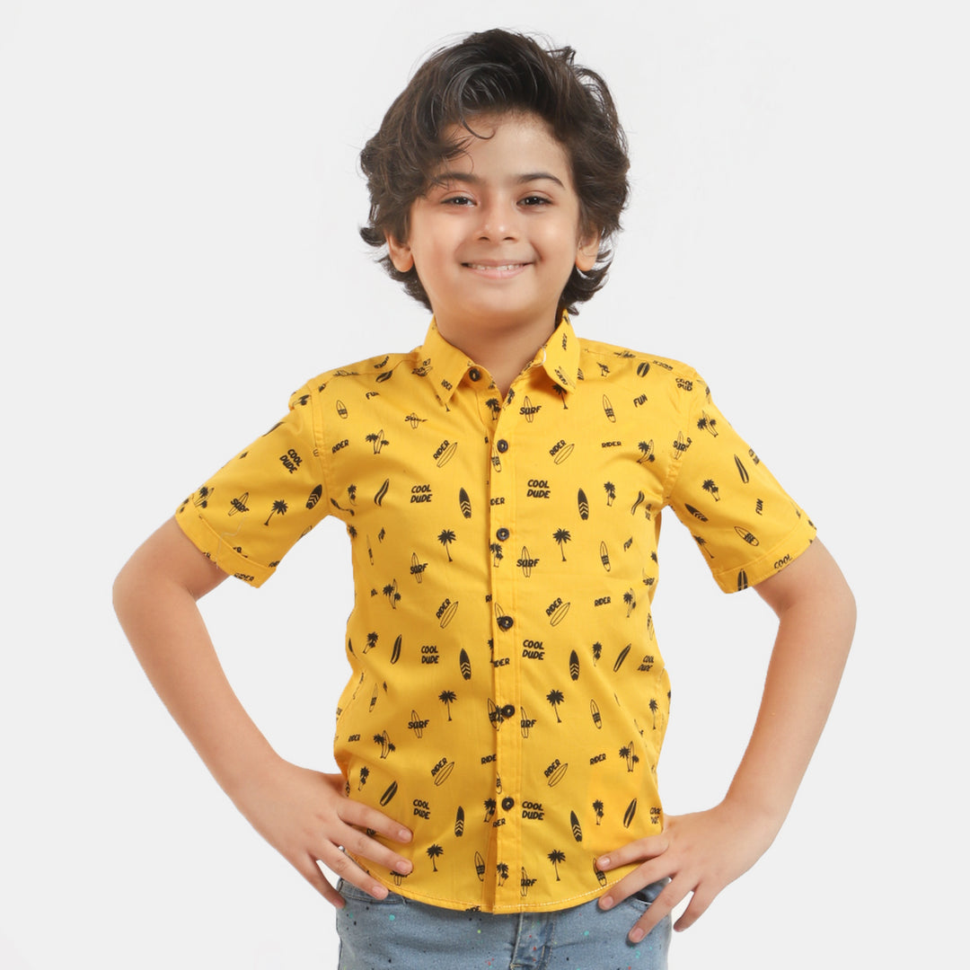 Boys Cotton Casual Shirt Cool Dude - Citrus