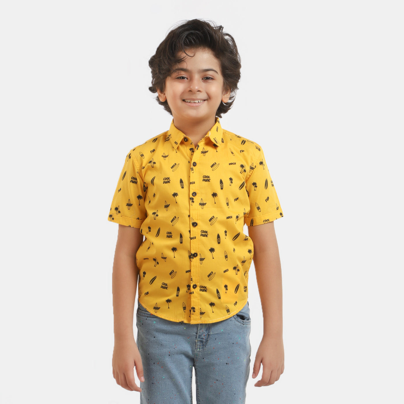 Boys Cotton Casual Shirt Cool Dude - Citrus