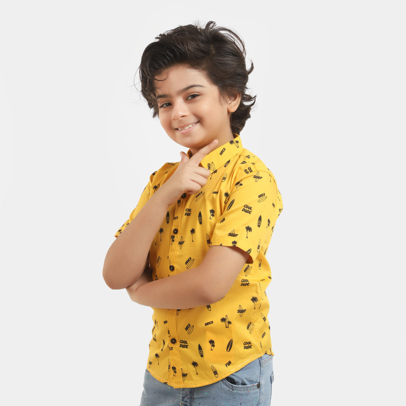 Boys Cotton Casual Shirt Cool Dude - Citrus