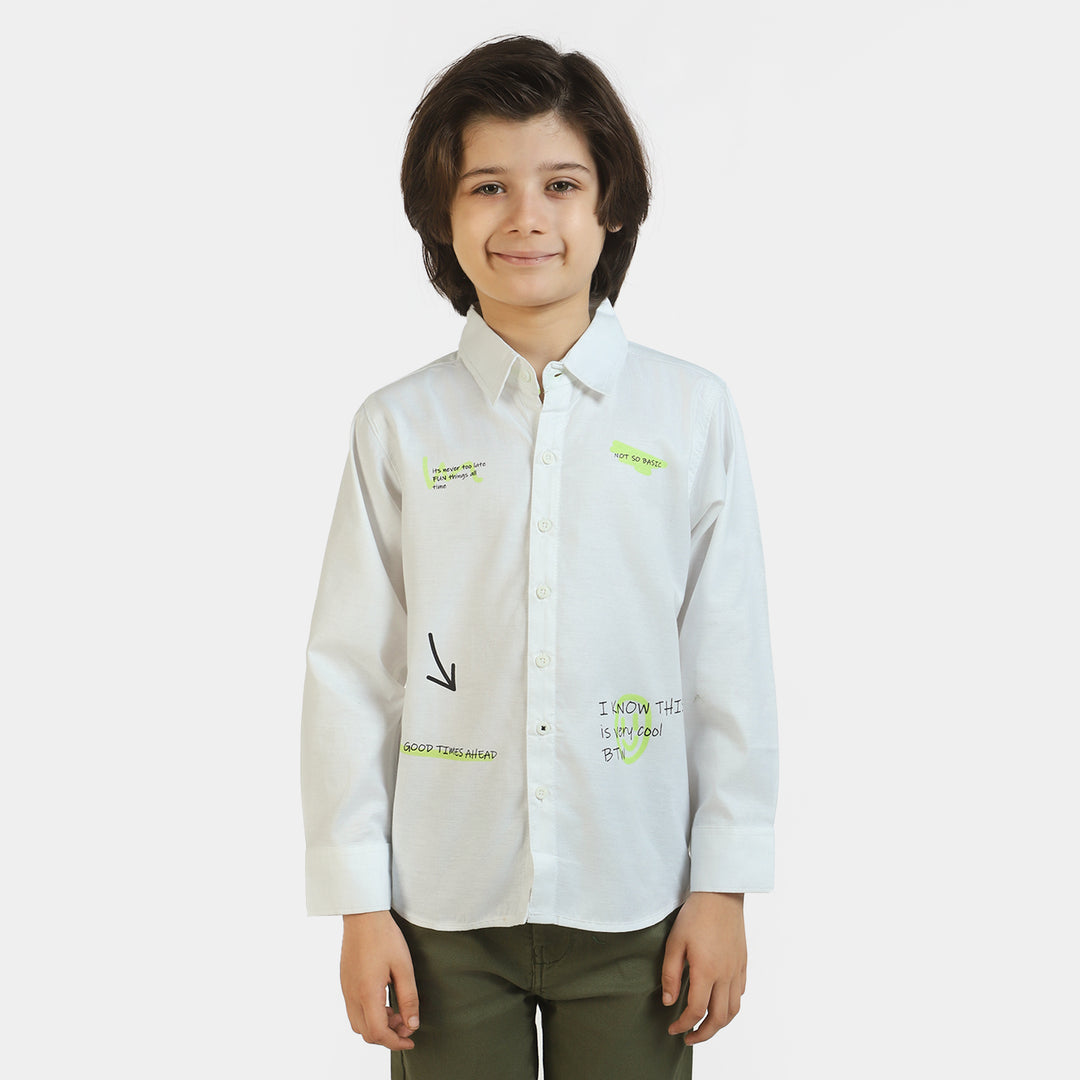 Boys Casual Shirt Good Time Ahead  - White