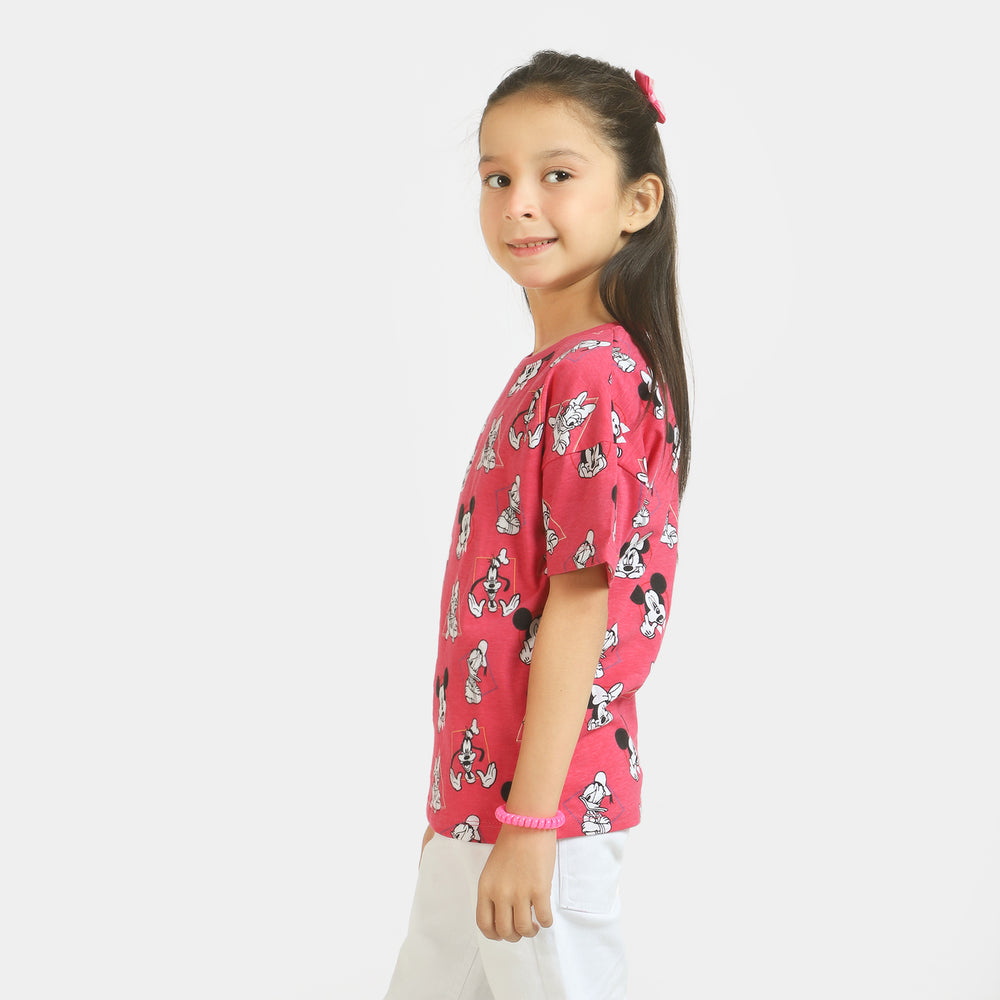 Girls Jersey T-Shirt Character - Hot Pink