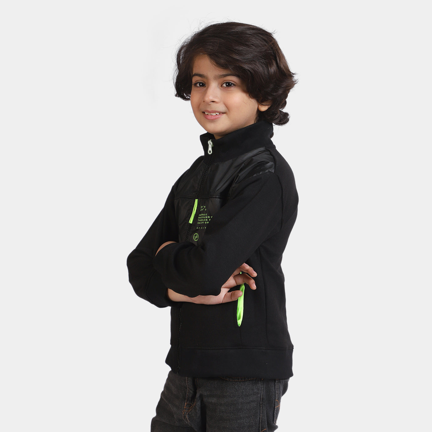 Boys Knitted Jacket Fearless-BLACK