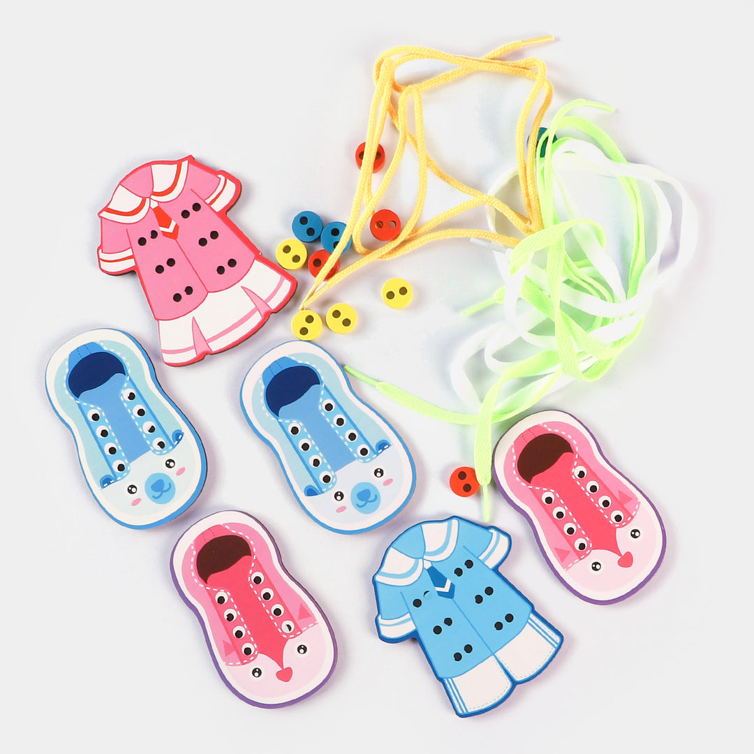 Lace Up Buttons Wooden Toy For Kids