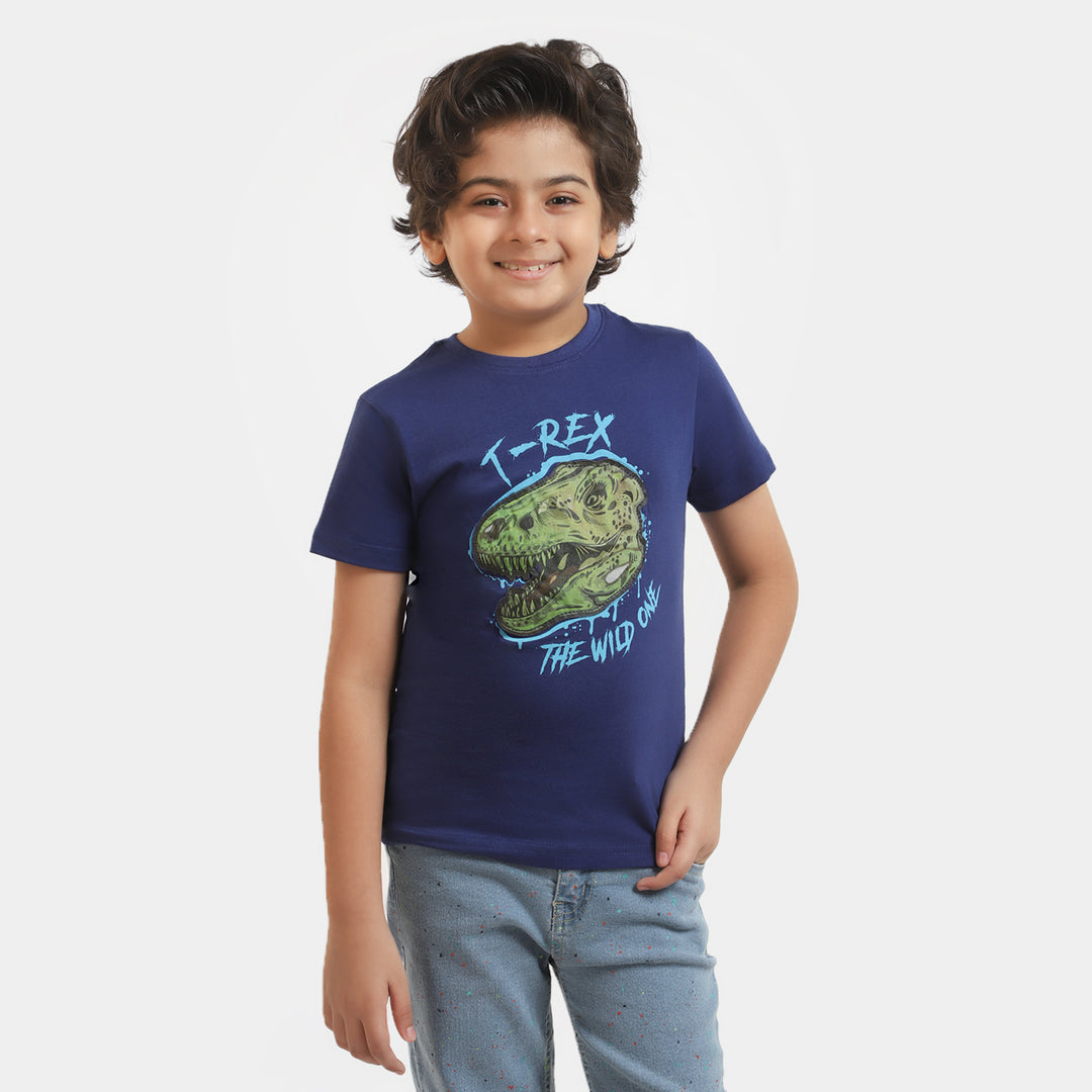 Boys Cotton T-Shirt T-REX - Navy Blue