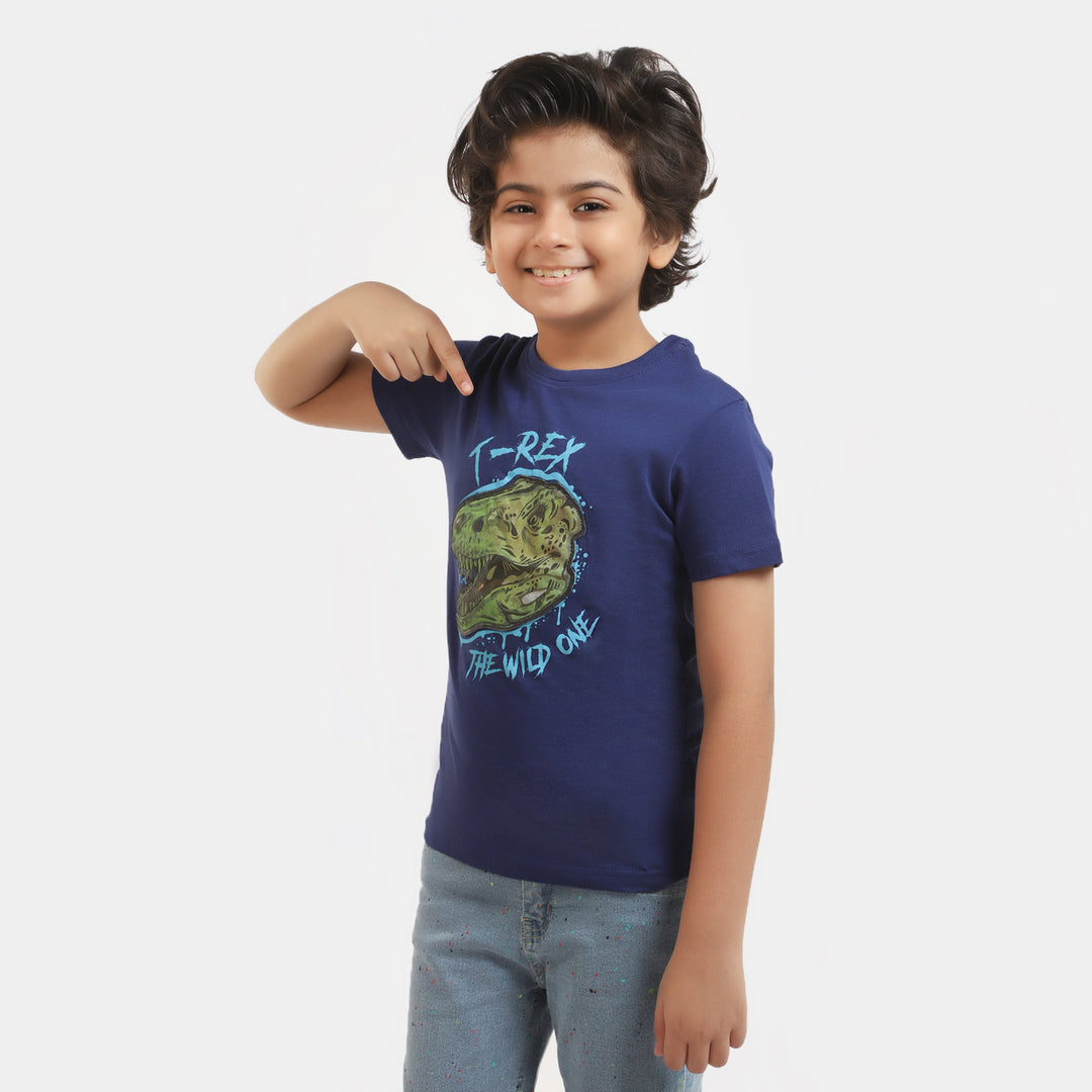 Boys Cotton T-Shirt T-REX - Navy Blue