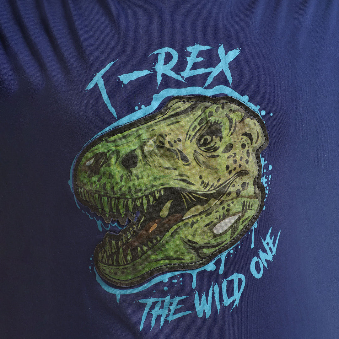 Boys Cotton T-Shirt T-REX - Navy Blue