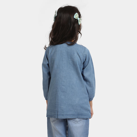 Girls Top Denim AOE Cup-LIGHT BLUE