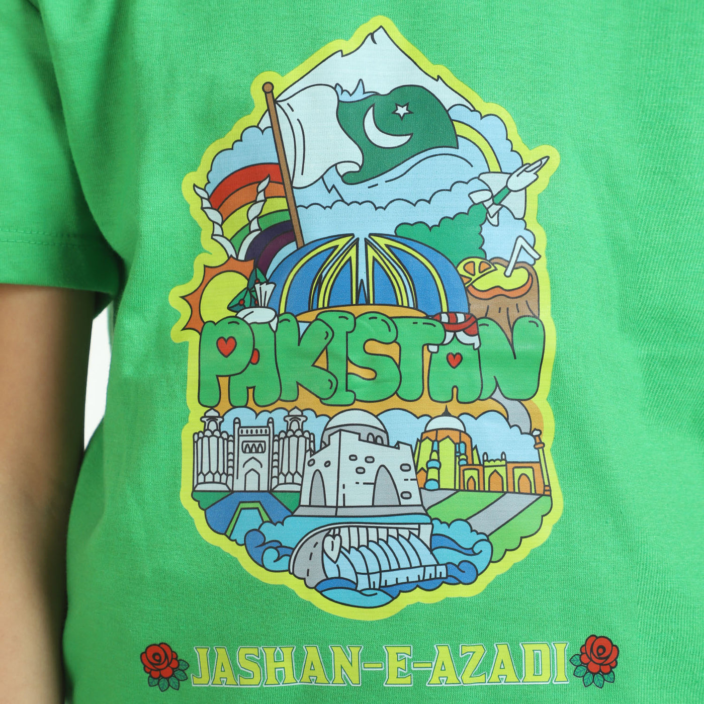 Girls T-Shirt Jashn-E-Azadi Pakistan CLASSIC GREEN