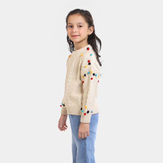 Girls Knitted Sweater - Beige