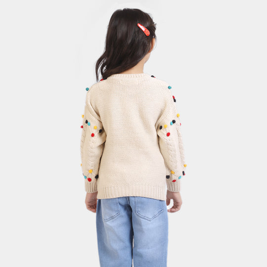 Girls Knitted Sweater - Beige