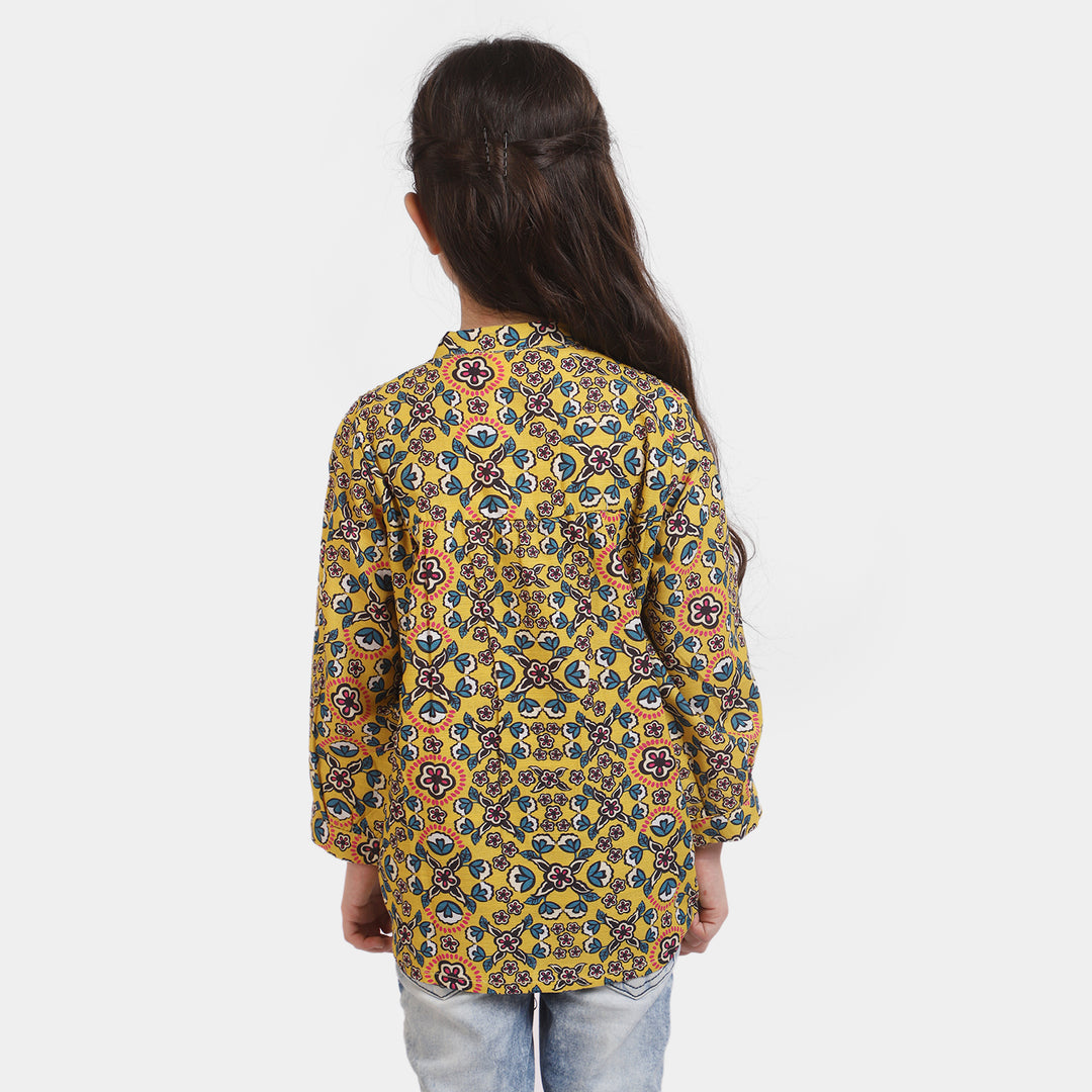 Girls Cotton Casual Top - Yellow