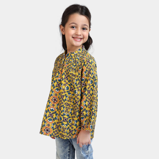 Girls Cotton Casual Top - Yellow