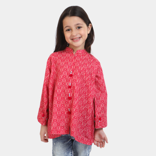 Girls khaddar Casual Top -Pink