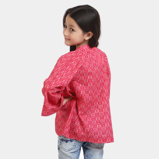 Girls khaddar Casual Top -Pink