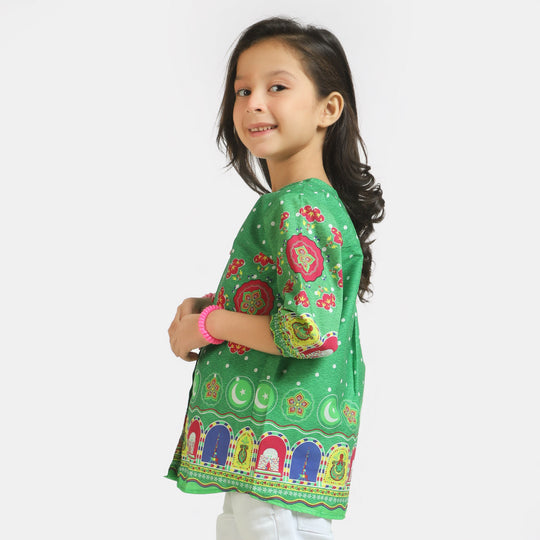 Girls Cotton independence Top Mandala - Green