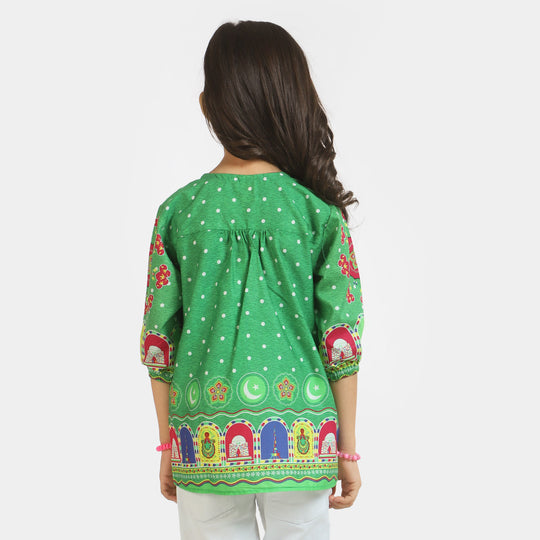 Girls Cotton independence Top Mandala - Green