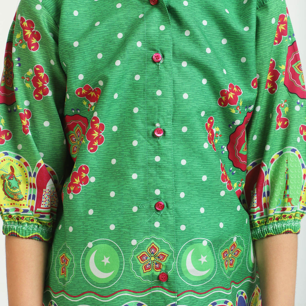 Girls Cotton independence Top Mandala - Green