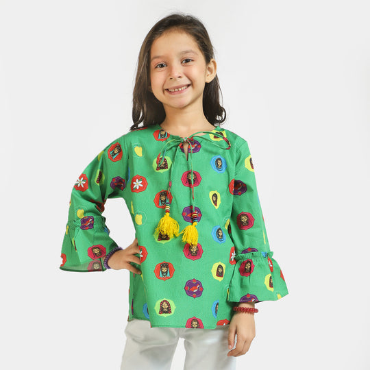 Girls Cotton Independence Top Hum Hain Pakistan - Green