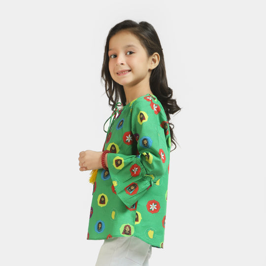 Girls Cotton Independence Top Hum Hain Pakistan - Green