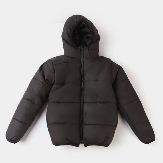 Boys Taffeta Basic Quilted Jacket-BLACK