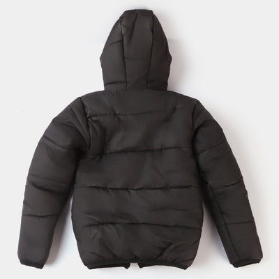 Boys Taffeta Basic Quilted Jacket-BLACK